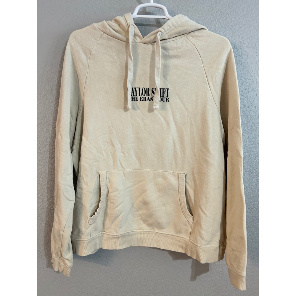 Taylor Swift The Eras Tour Hoodie Beige Tan Photo Collage Graphic Pullover Large